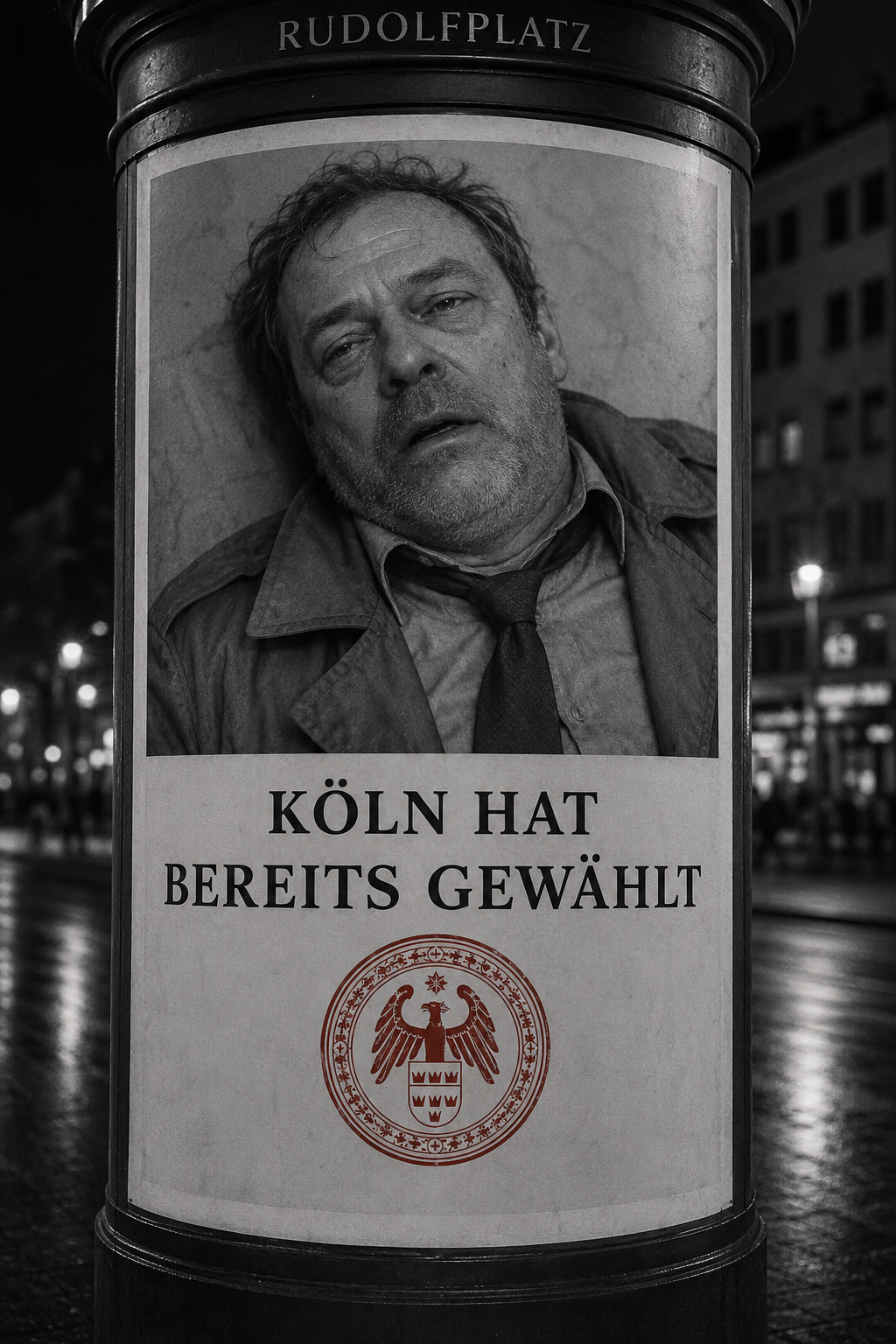 Litfaßsäule am Rudolfplatz — Polizeipräsident Beck